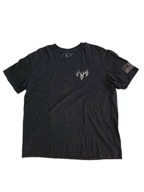 Buck Wear Men's American Flag Black Graphic T-shirt XL